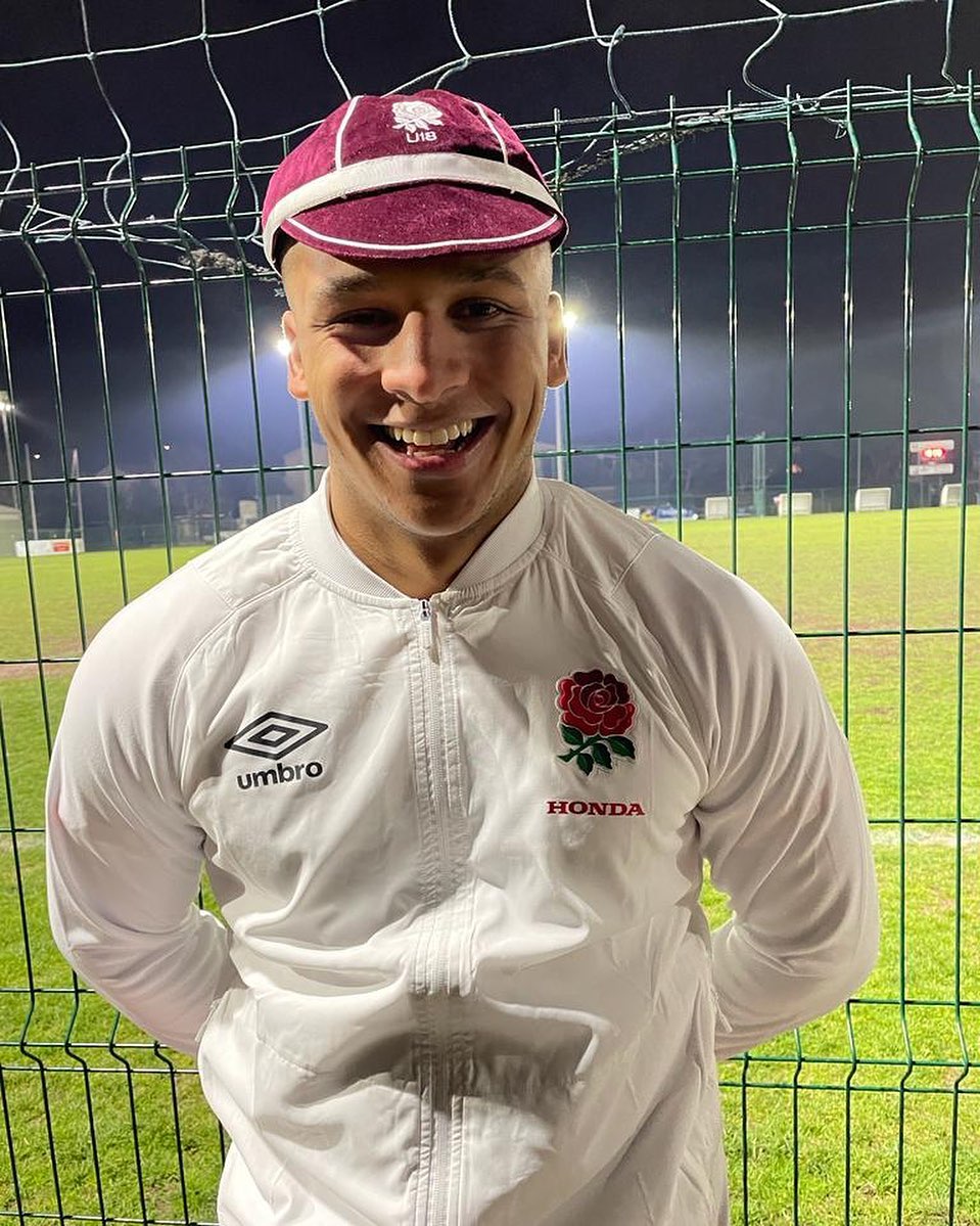 Tristan smashes his first international cap, with England's Man of the Match!