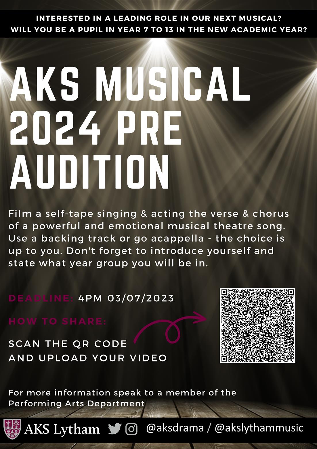 Interested in a leading role in our next school musical?