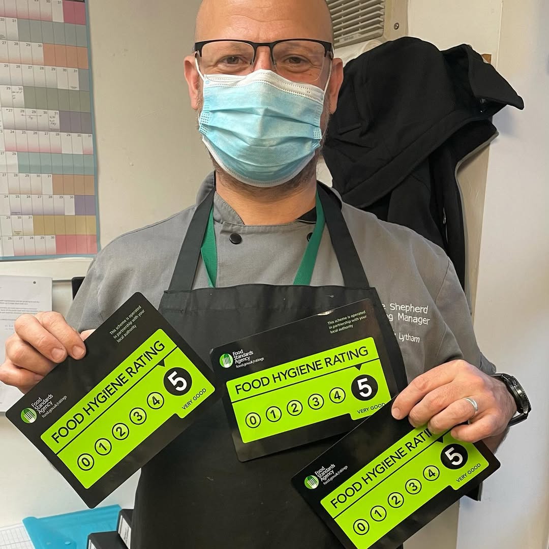 Steve Shepherd, Catering Manager at AKS Lytham. Top hygiene rating